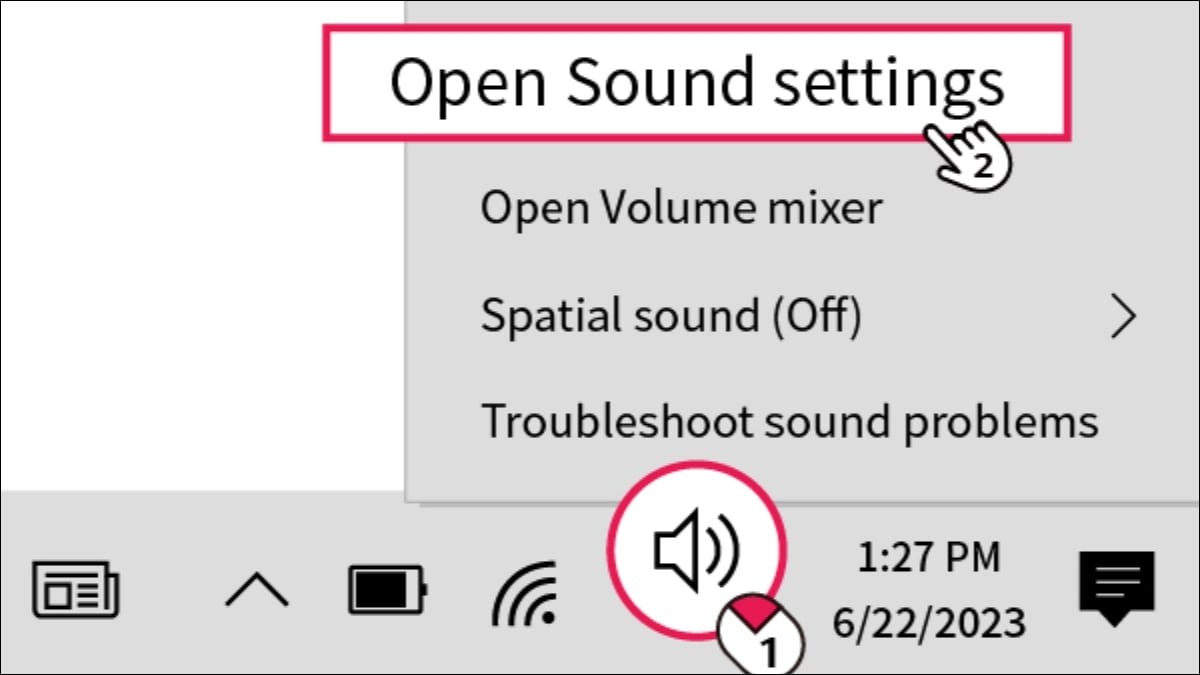 Biểu tượng âm thanh trên taskbar