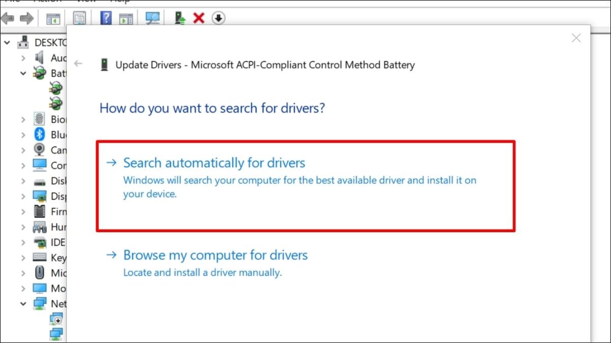 Chọn Search automatically for drivers