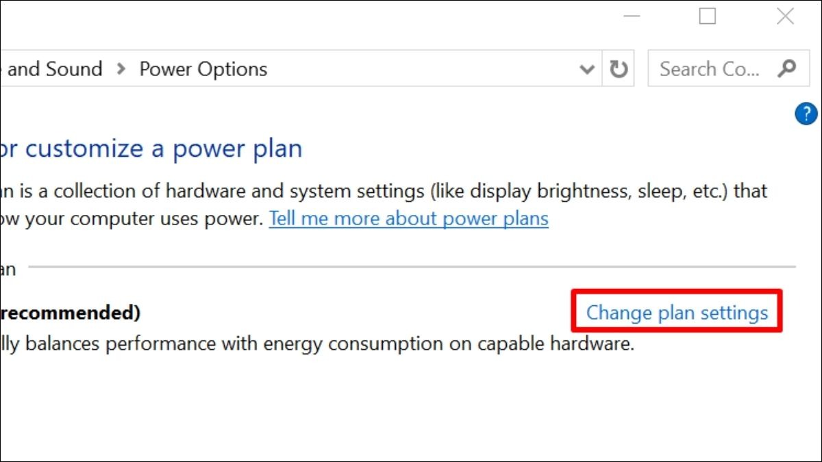 Chọn Change plan settings