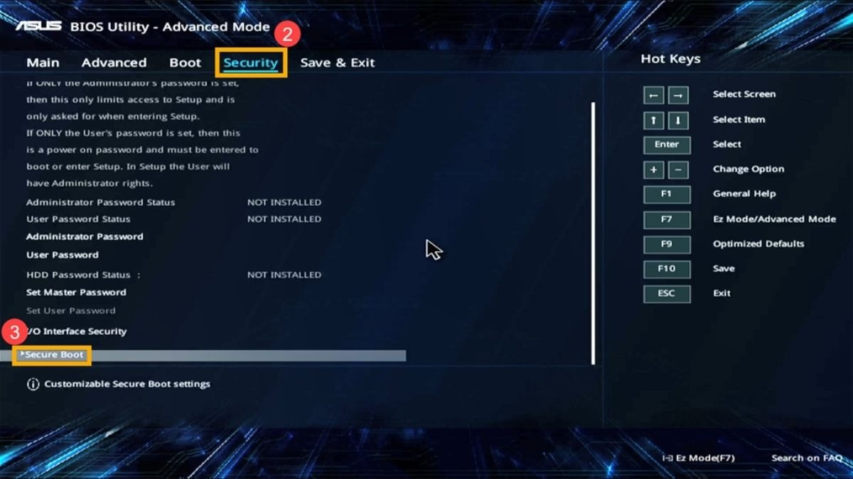 Tìm tùy chọn Secure Boot