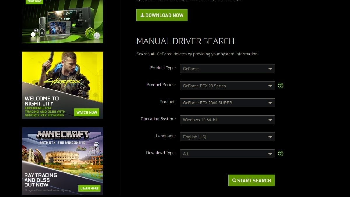 Tìm kiếm driver tương thích với model card màn hình và hệ điều hành của bạn