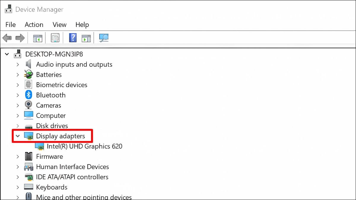 Mở rộng mục Display adapters