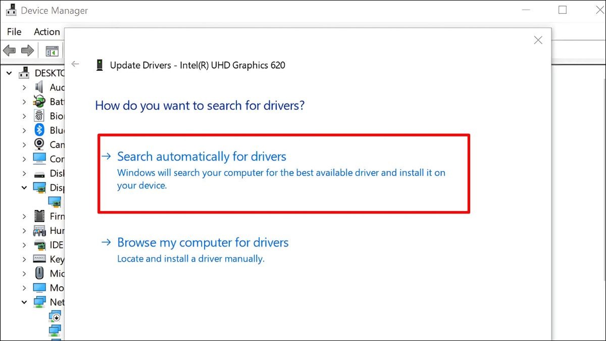 Chọn Search automatically for drivers