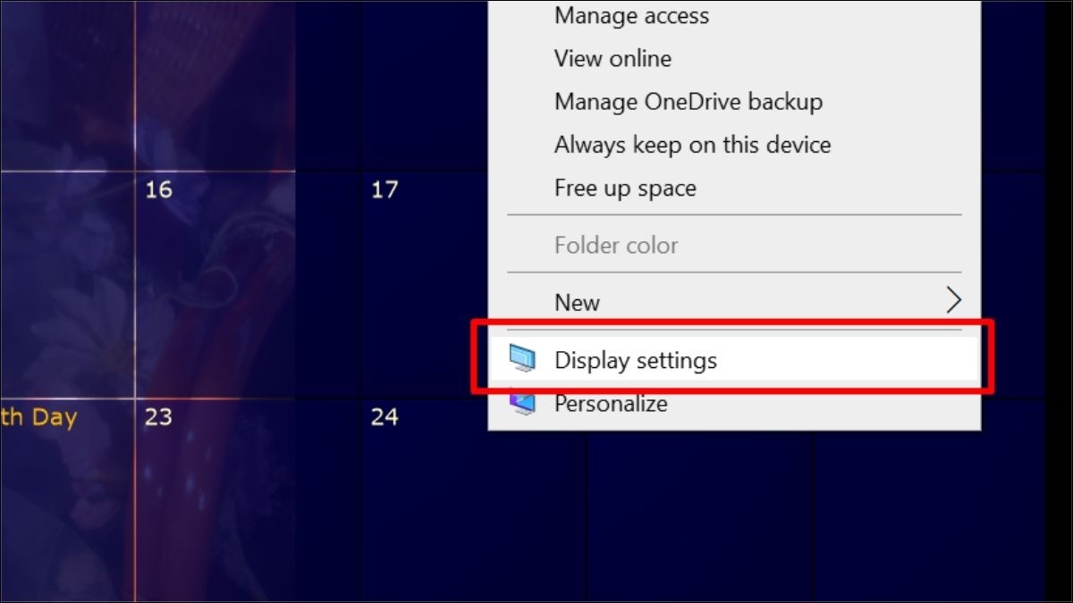 Chọn Display settings