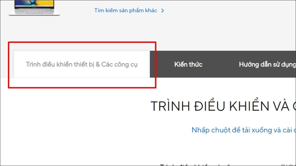 Chọn tab Driver & Utility