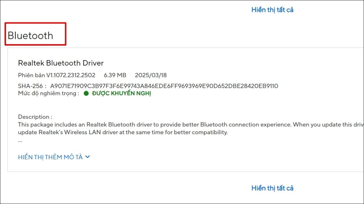 Tải xuống driver Bluetooth mới nhất