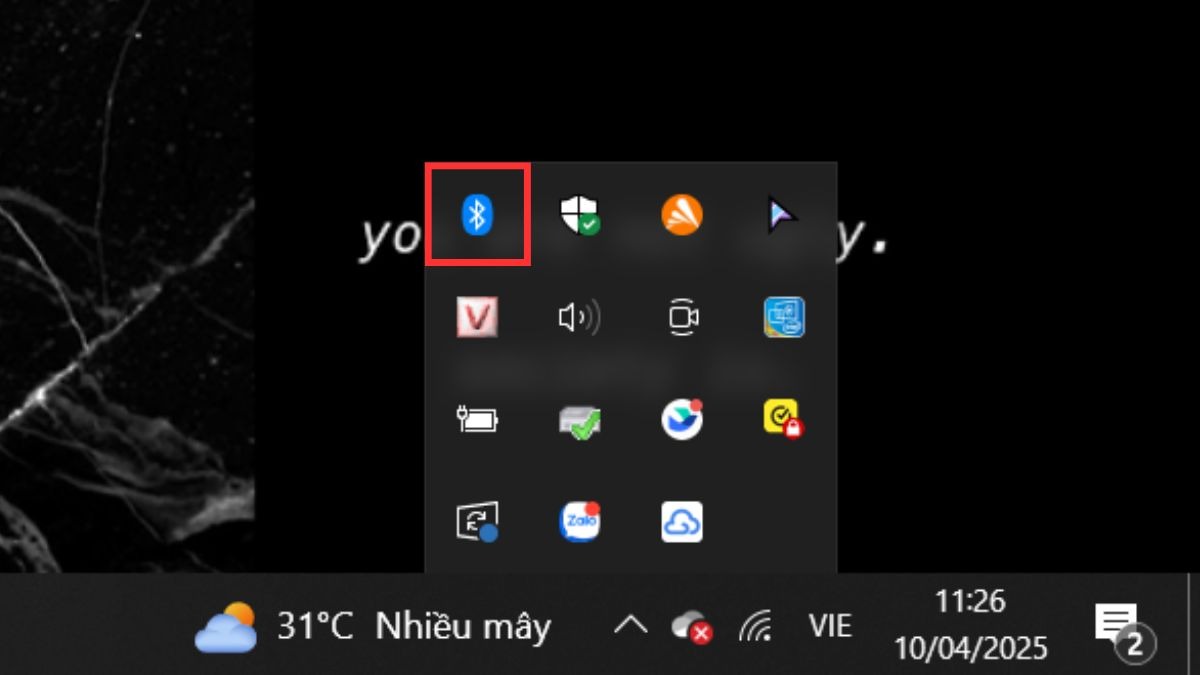 Click vào ô Bluetooth để bật.