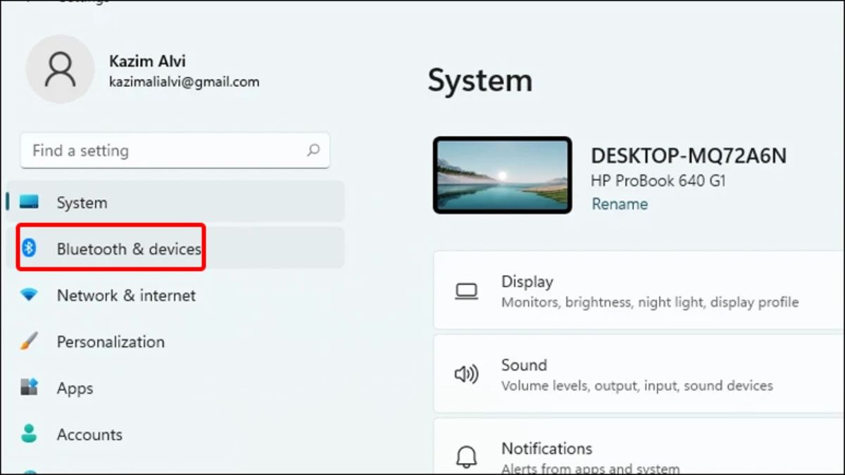 Nhấn chọn Bluetooth & devices.