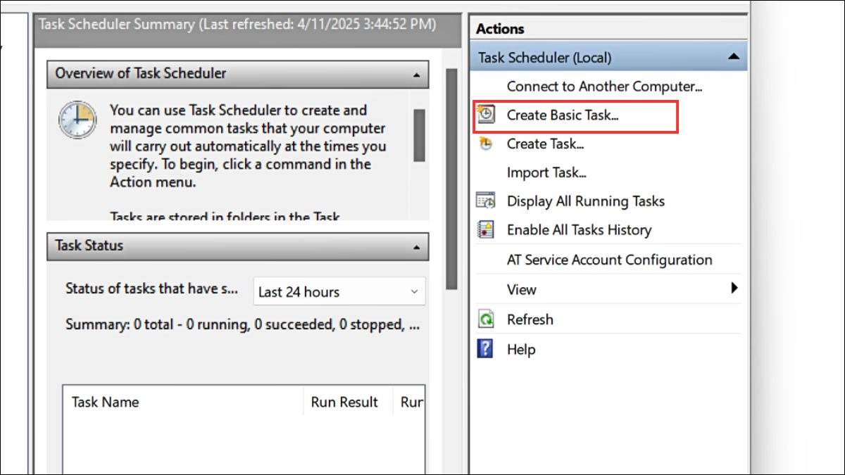 Sử dụng Task Scheduler