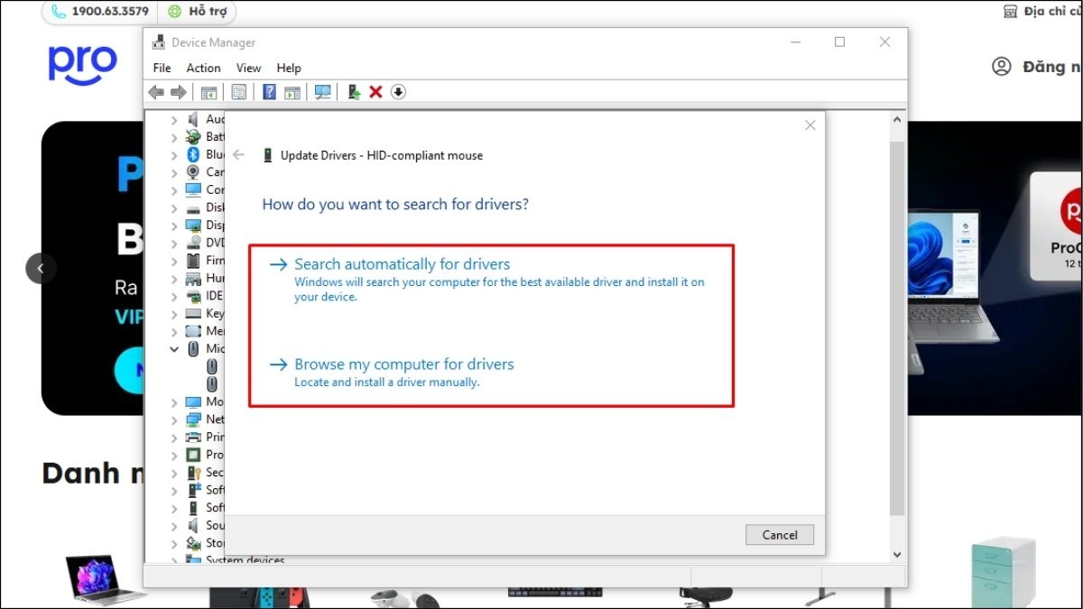 Chọn Search automatically for drivers