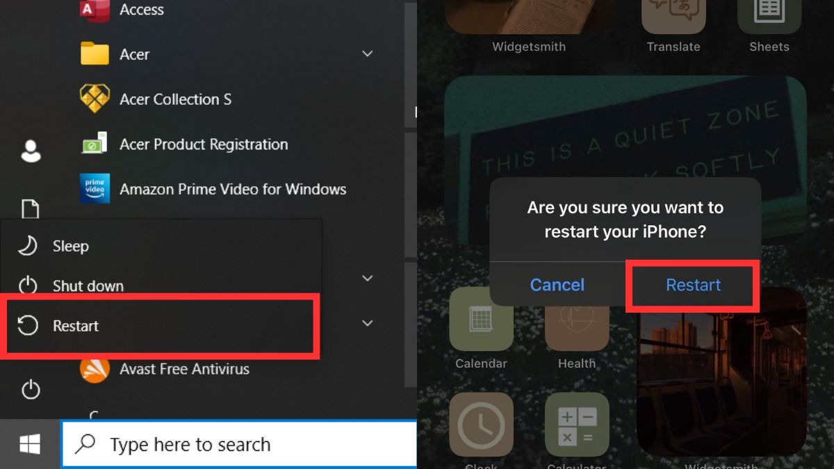 Khởi động lại iPhone và laptop để làm mới kết nối.