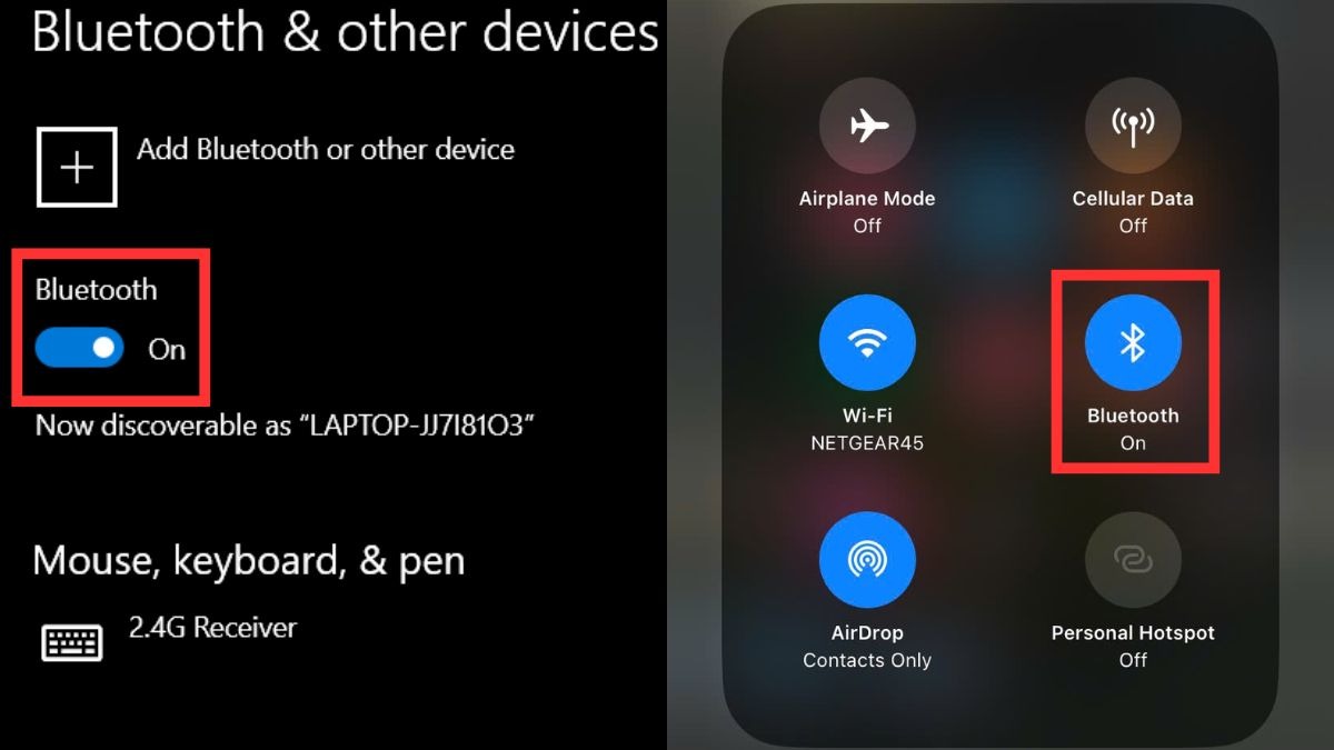 Bật Bluetooth trên cả iPhone và laptop.