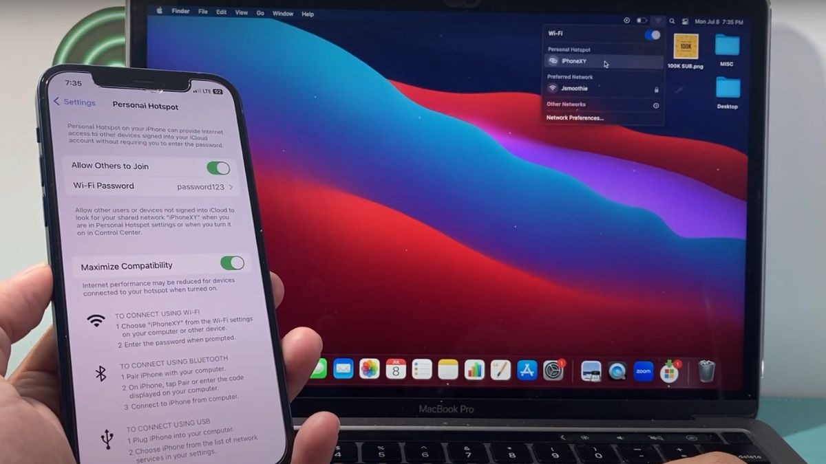 Trên laptop, chọn mạng WiFi mà iPhone đã kết nối.