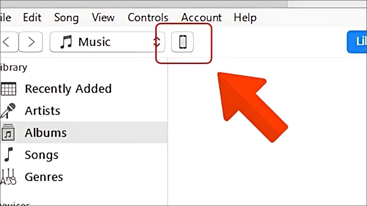 Kiểm tra xem biểu tượng iPhone đã xuất hiện trên giao diện iTunes hay chưa