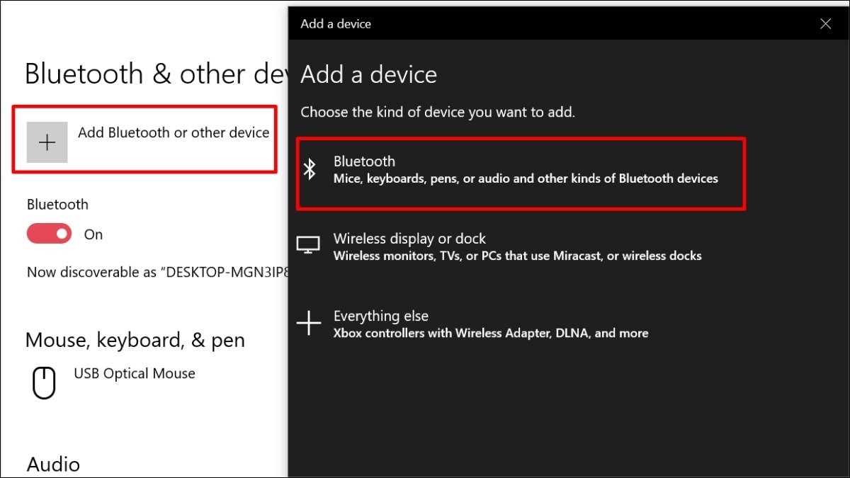Chọn Add Bluetooth or other device > Bluetooth