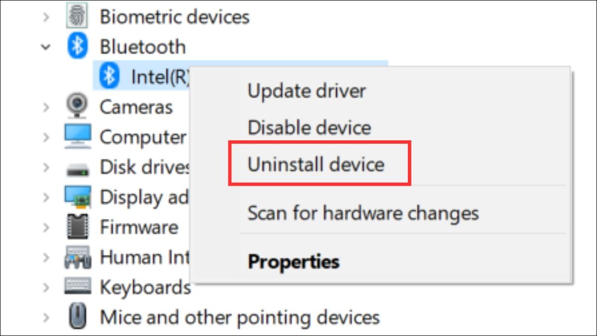 Chọn Uninstall device.