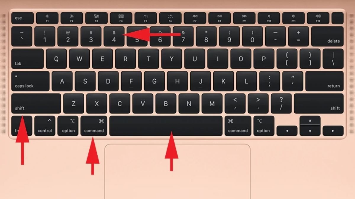 Trên Macbook bạn nhấn Shift + Command + 4 để chọn một vùng cần chụp