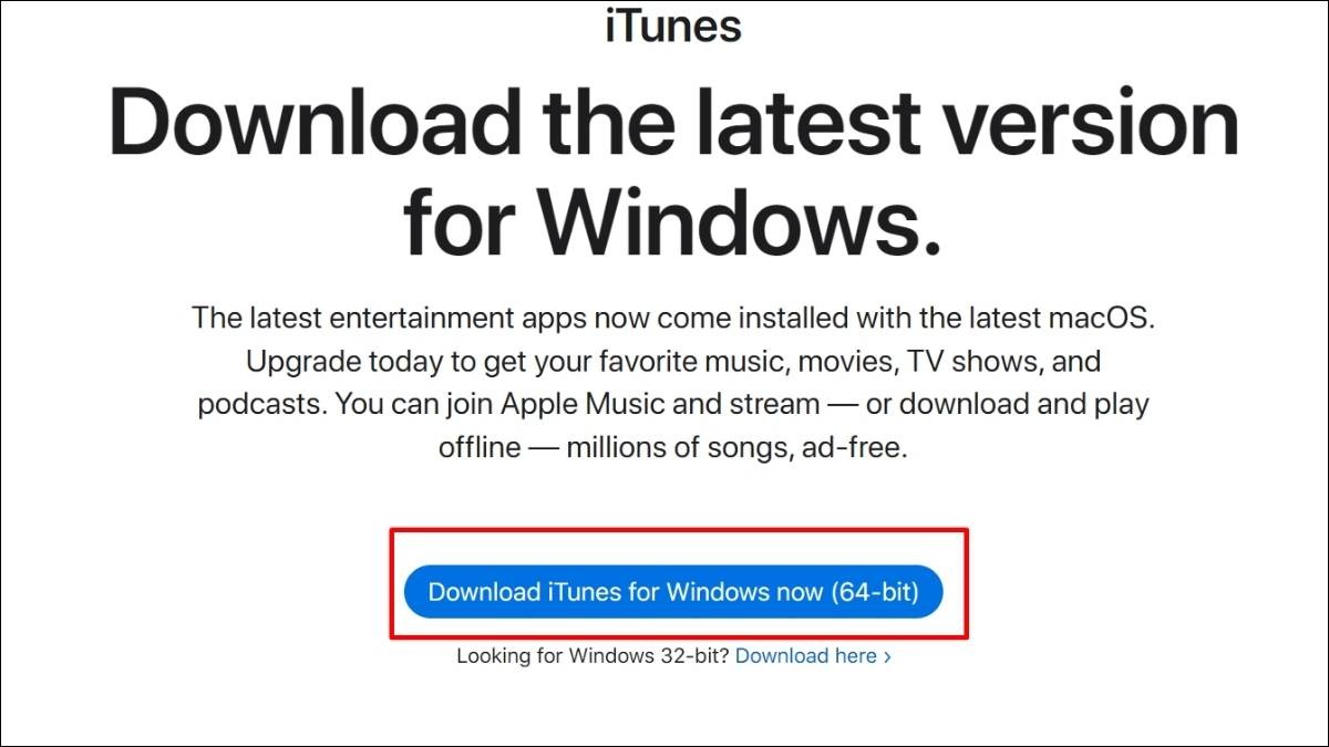 Tải và cài đặt iTunes từ trang chủ của Apple