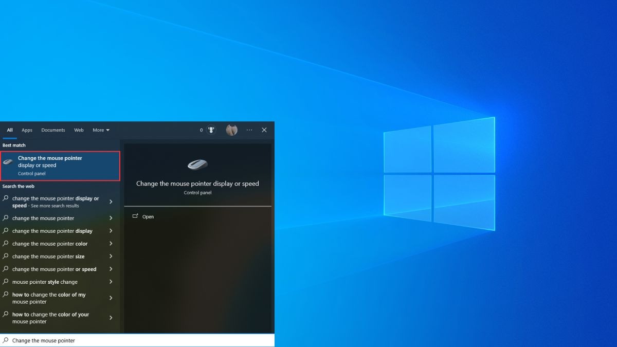Bạn chọn vào Change the mouse pointer display or speed