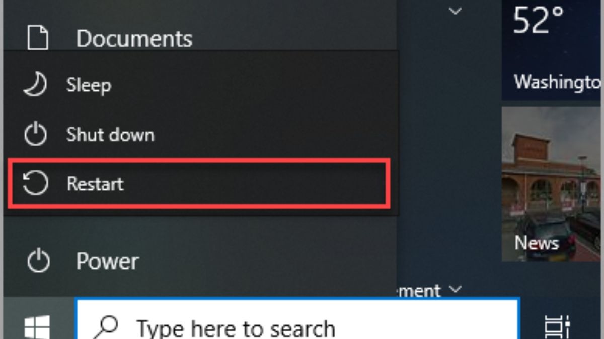 Bạn khởi động lại laptop bằng nút Restart