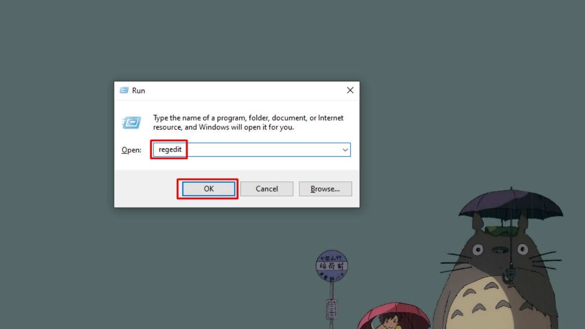 Nhấn tổ hợp phím Windows + R, gõ regedit