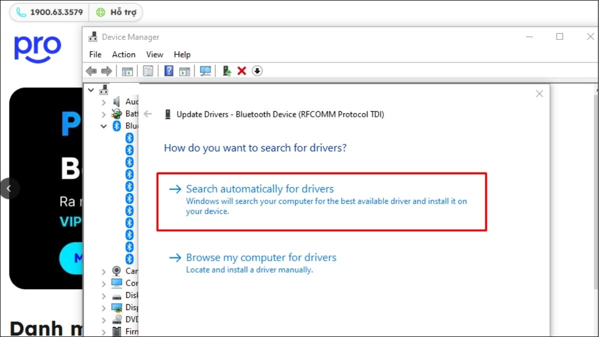Chọn Search automatically for drivers
