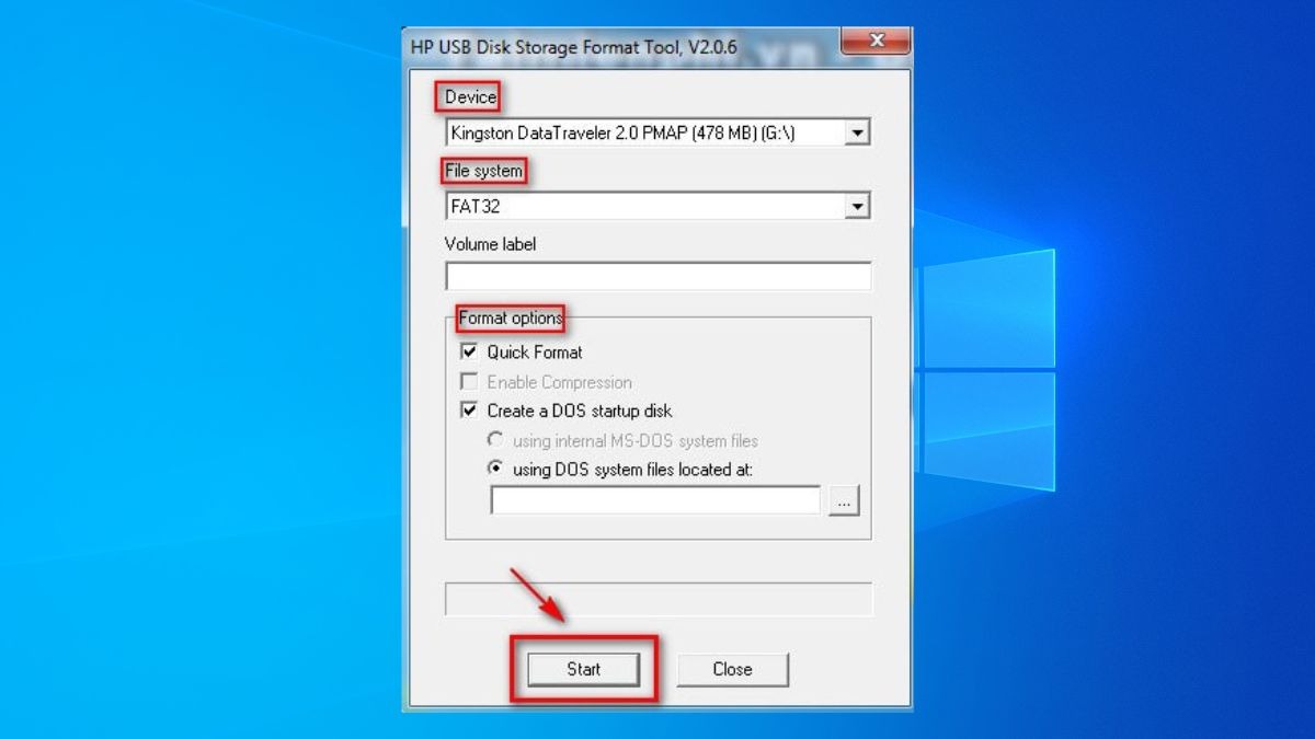 Trong file system bạn chọn FAT32 để có độ tương thích rộng nhất