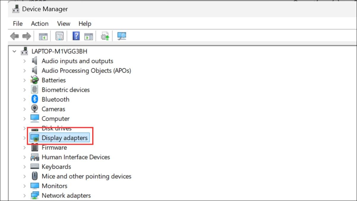Mở Device Manager và tìm đến mục Display adapters