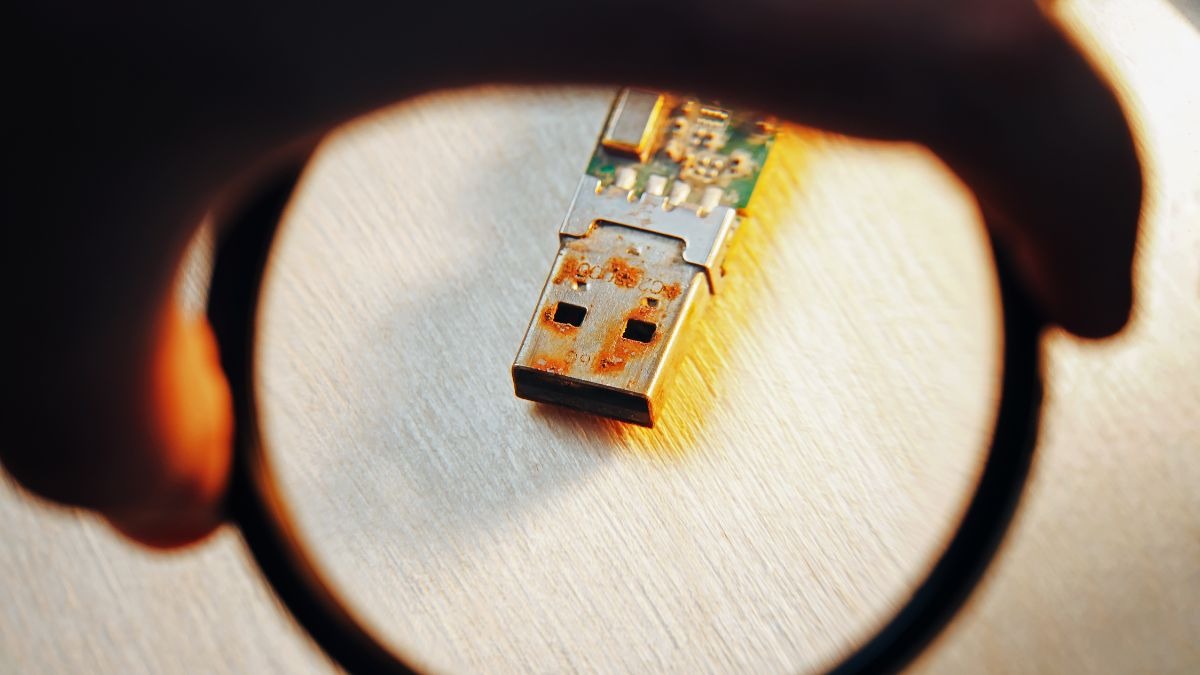 Cổng USB trên laptop hoặc máy in bị lỗi.
