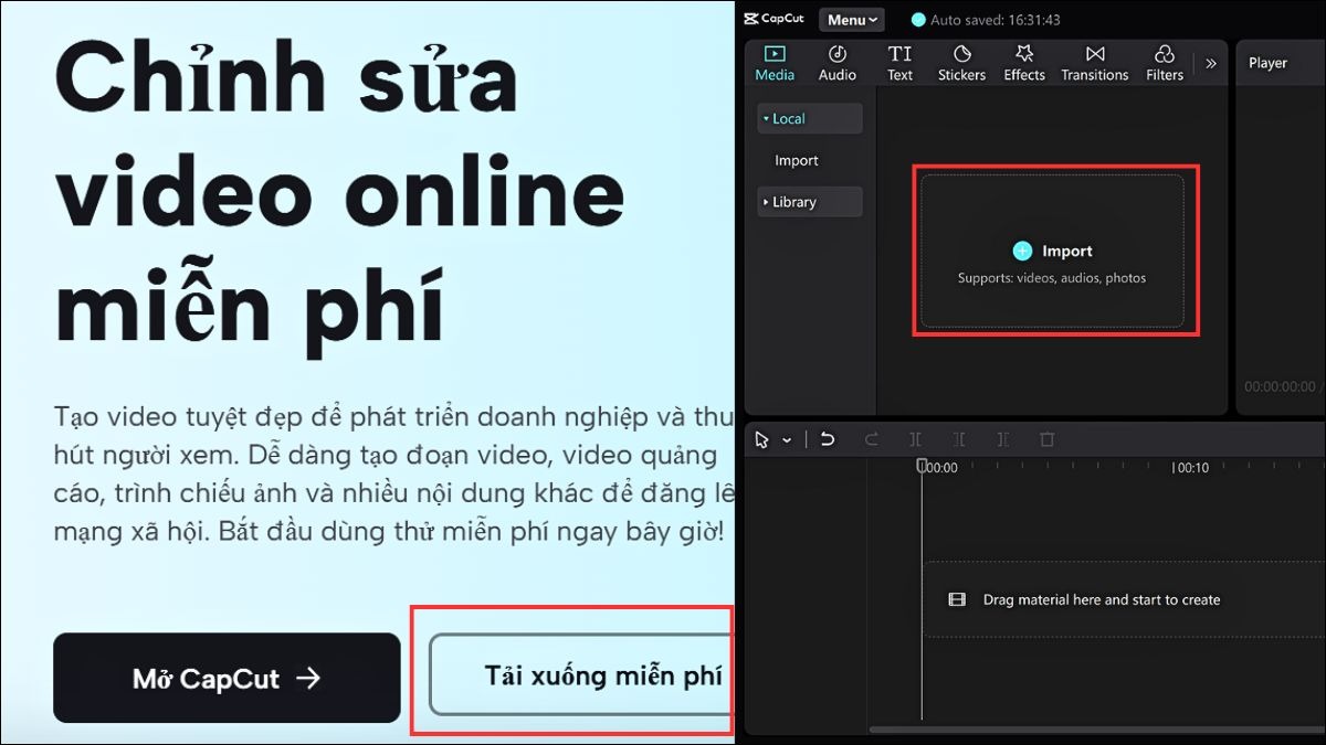 Truy cập CapCut Web.