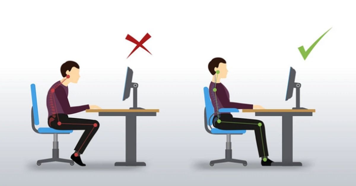 Sau khi điều chỉnh bàn nâng hạ, bạn kiểm tra lại tư thế ngồi đã đúng chuẩn ergonomic chưa