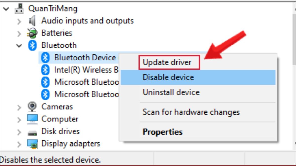 Chọn Update driver