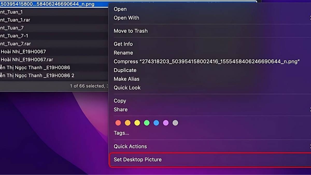 Chọn Set Desktop Picture