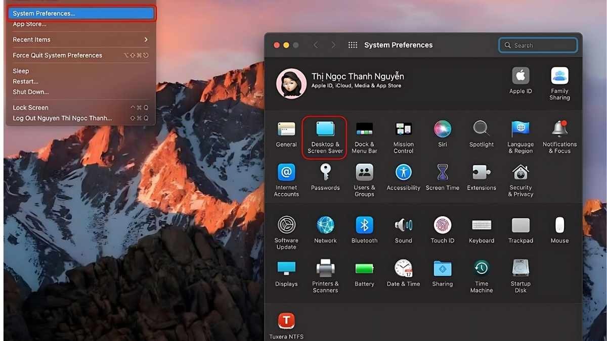 Chọn Desktop & Screen Saver
