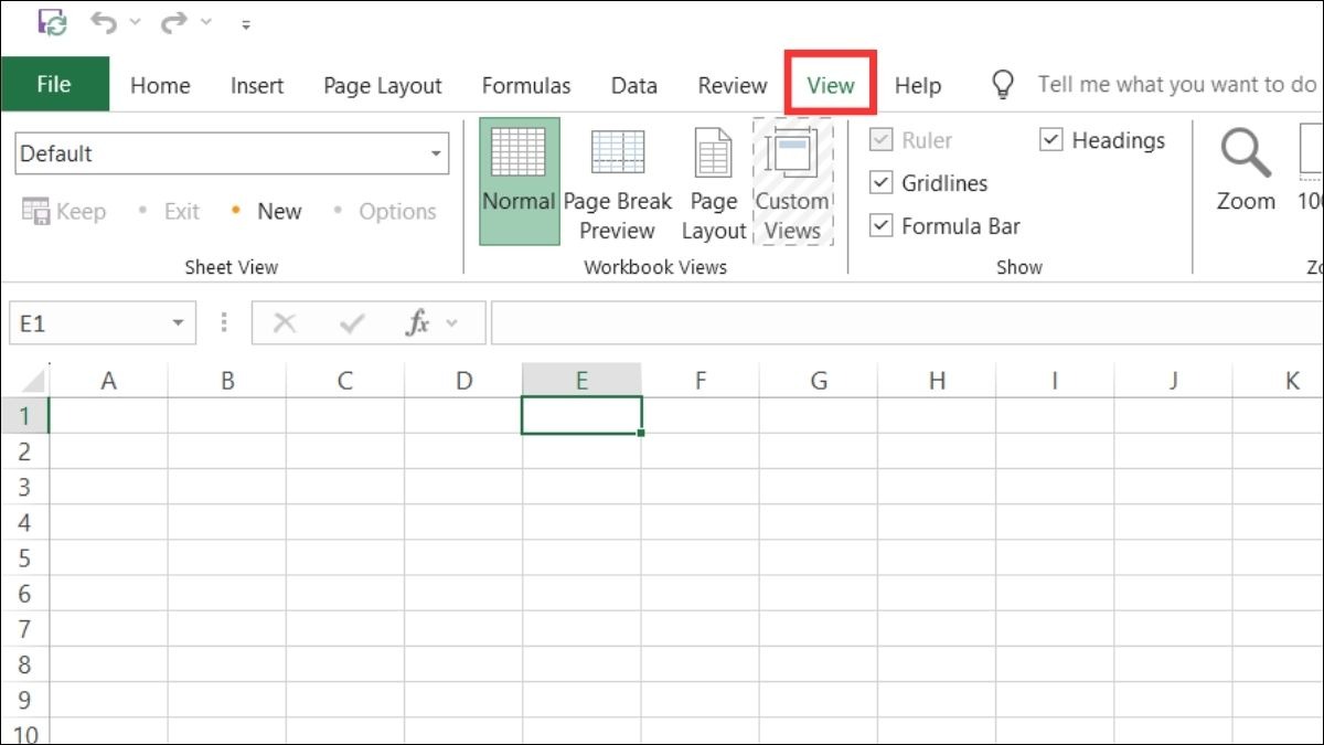 Tùy chỉnh hiển thị giao diện Excel như phóng to, thu nhỏ, hiển thị/ẩn các thành phần giao diện.