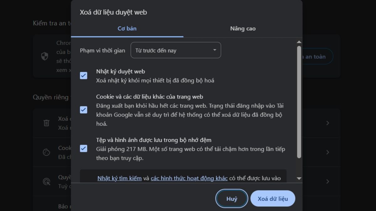 Dữ liệu cũ đôi khi gây ra lỗi đăng nhập.