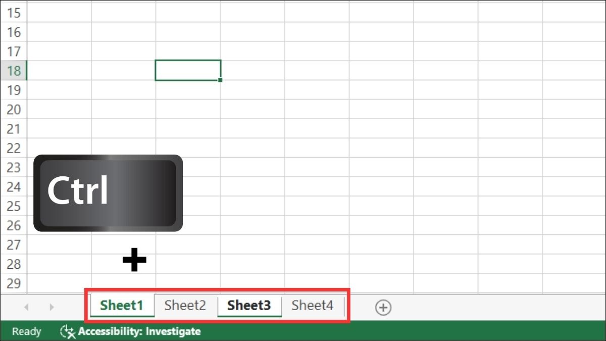 Nhấp vào 1 Worksheet muốn chọn, nhấn giữ phím Ctrl, sau đó nhấp vào những Worksheet muốn chọn khác.