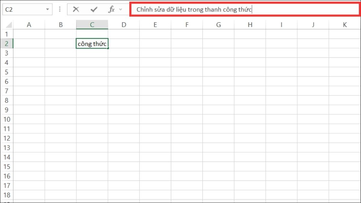 Chọn ô cần chỉnh sửa, sau đó nhấn vào thanh công thức và sửa nội dung