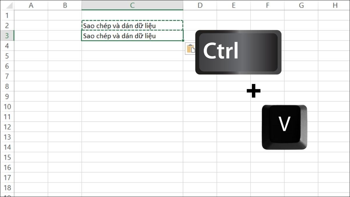 Chọn ô đích và nhấn Ctrl + V.