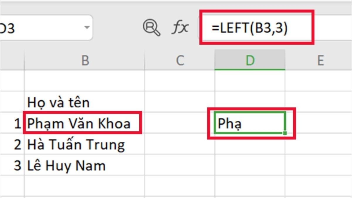 Trích xuất một số ký tự bên trái của chuỗi.