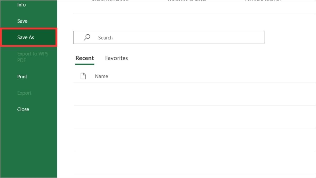 Chọn tab File trên Ribbon sau đó chọn Save As.