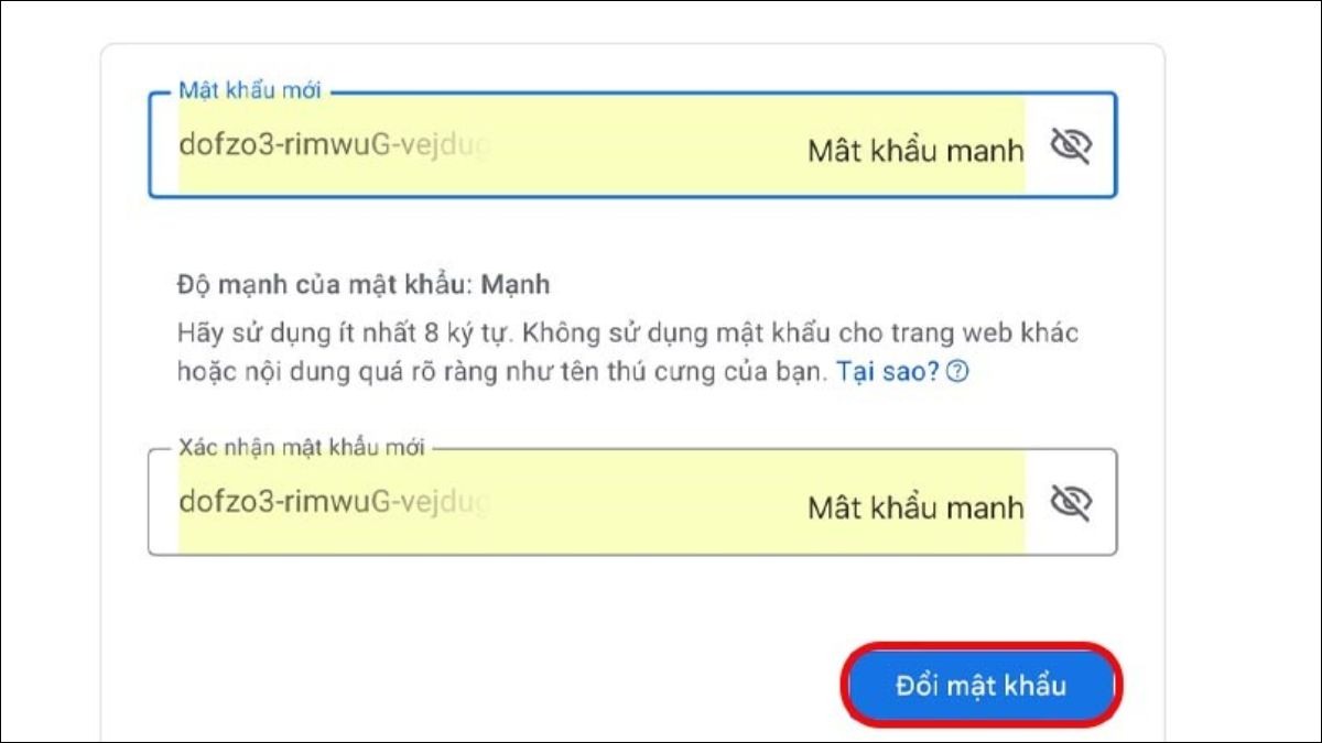 Bạn nên sử dụng mật khẩu mạnh và không dùng chung với các dịch vụ khác.
