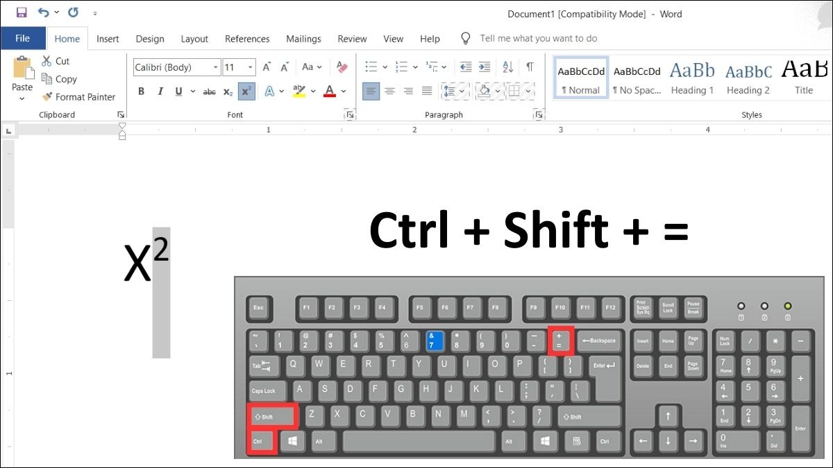 Nhấn và giữ đồng thời ba phím Ctrl + Shift + =.