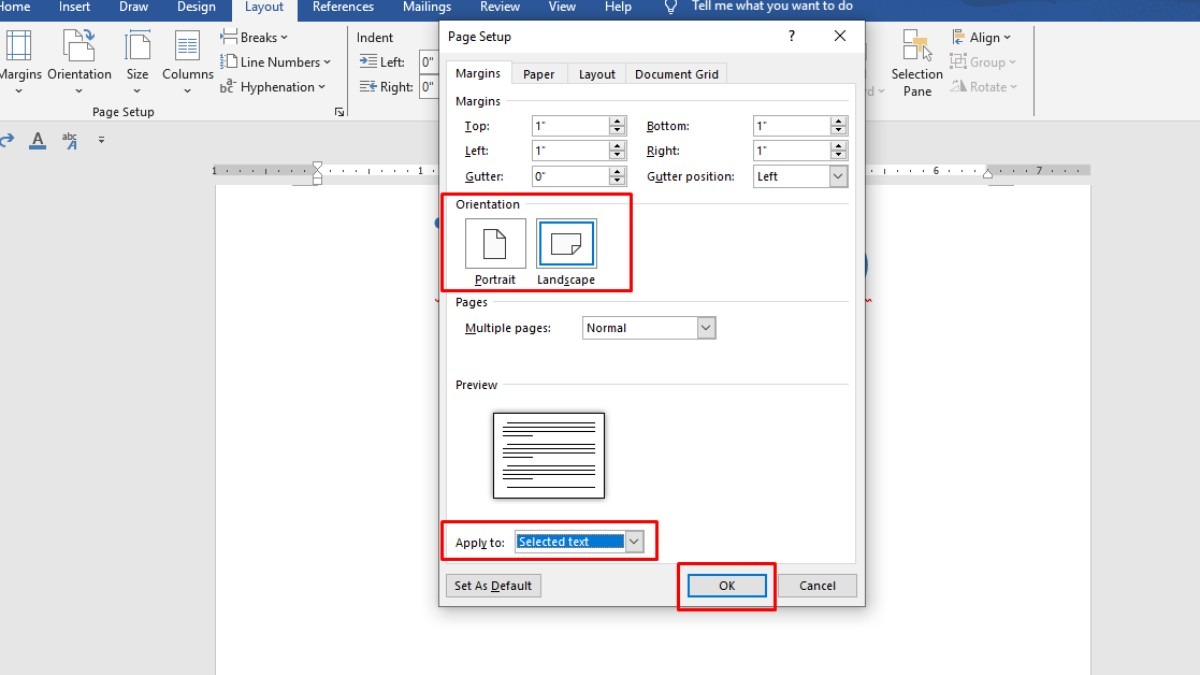 Tại mục Apply to, chọn Selected text