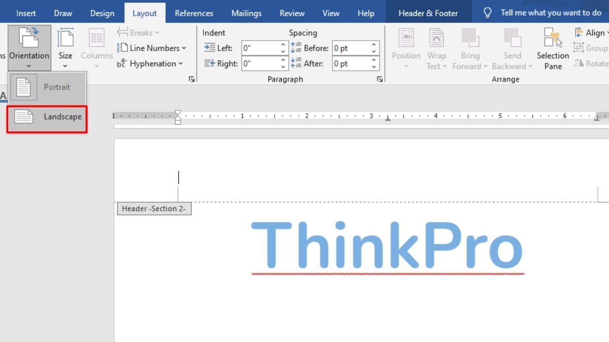 Trong nhóm Page Setup, chọn Orientation và sau đó chọn Landscape