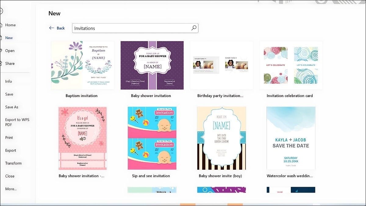 Word cung cấp sẵn một số mẫu thư mời