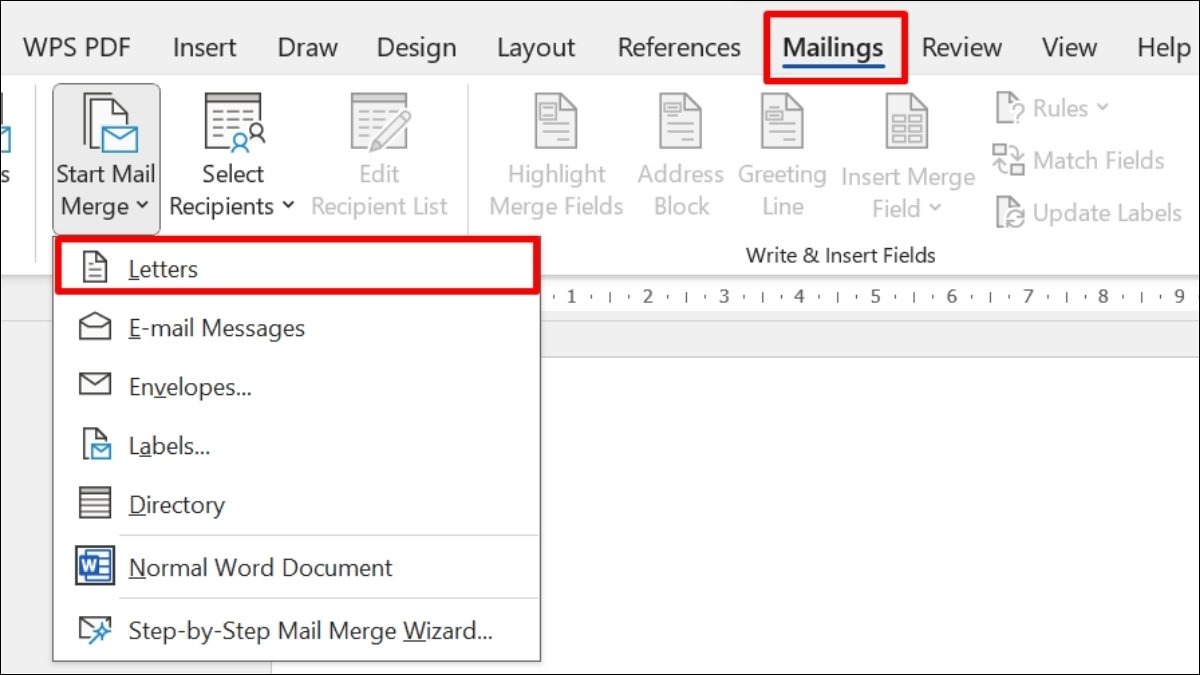 Chọn loại tài liệu là Letters