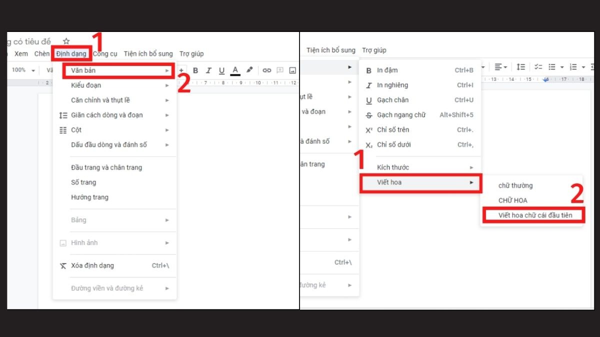 Cách viết hoa chữ cái đầu trong Google Docs