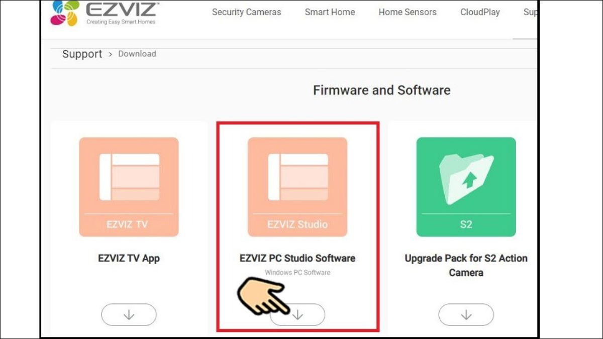Chọn mục Ezviz PC Studio Software để tải về