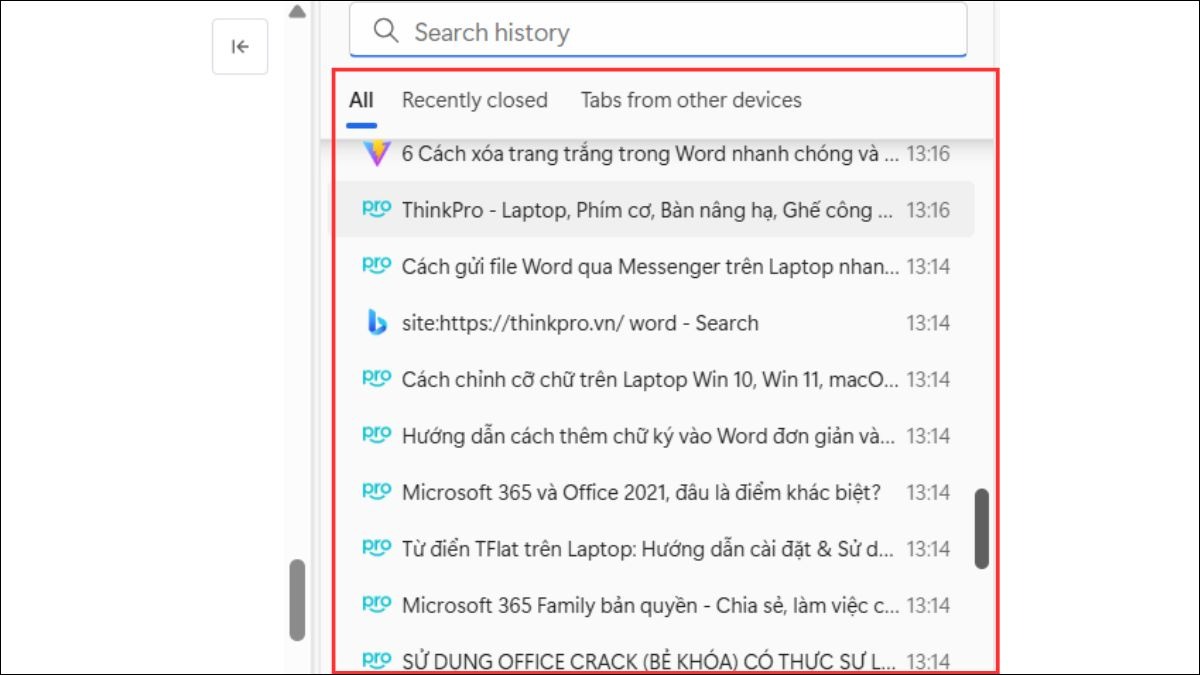 Kiểm tra lịch sử trình duyệt